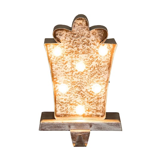 Glitzhome® Christmas Marquee LED Gift Box Stocking Holder